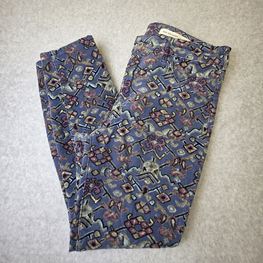 Pilcro and the Letterpress Blue Patterned Skinny Pants